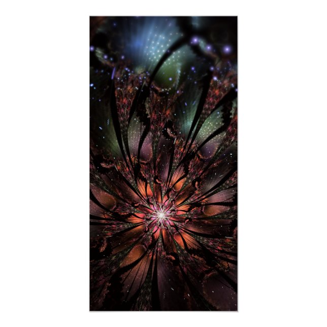 Póster Flor de fantasia fractal macia e tenra (Frente)