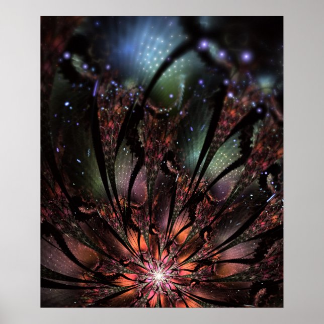 Poster Flor de fantasia fractal macia e tenra (Frente)