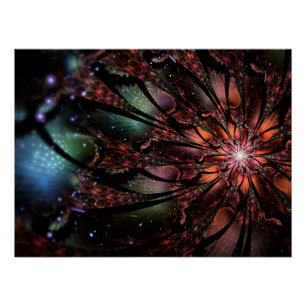 Póster Flor de fantasia fractal macia e tenra
