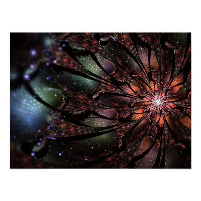 Póster Flor de fantasia fractal macia e tenra (Frente)