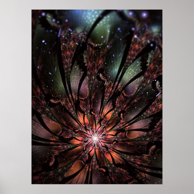 Poster Flor de fantasia fractal, suave e tenra, invita (Frente)