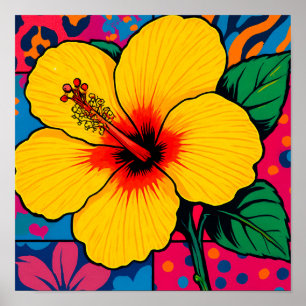 Poster Flor de Hibiscus Amarelo Tropical