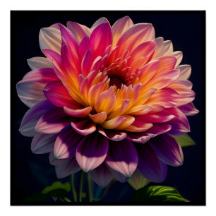 Póster Flor de Laranja Quente e Dália Rosa