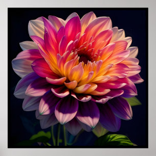 Poster Flor de Laranja Quente e Dália Rosa