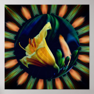 Poster Flor de Lírio Laranja Arte Floral Abstrato