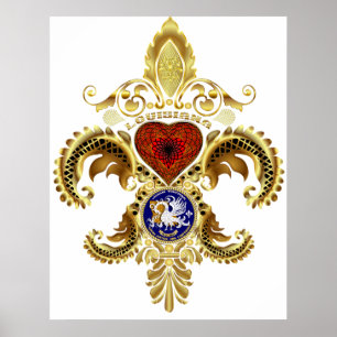 Póster Flor de lis de Louisiana bicentenária