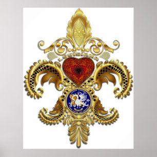 Poster Flor de lis de Louisiana com sombra
