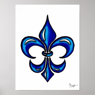 Póster Flor de lis no azul