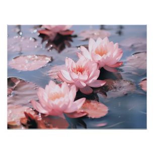 Póster Flor de lótus cor-de-rosa Pastel, gerado por IA,