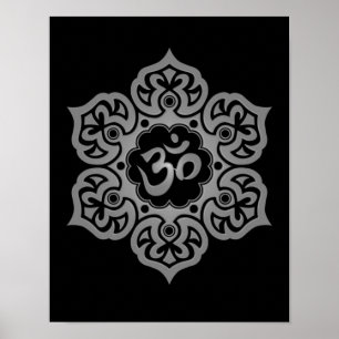 Póster Flor de Lotus escura OM