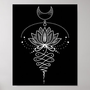 Poster Flor de Lótus Espiritual Unalome Zen Meditação Yog