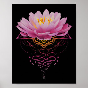 Poster Flor de Lótus Espiritual Unalome Zen Meditação Yog