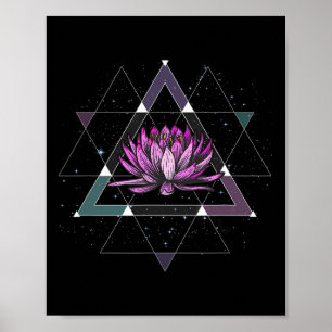 Poster Flor de Lótus Geometria Sagrada Yoga Meditação Esp