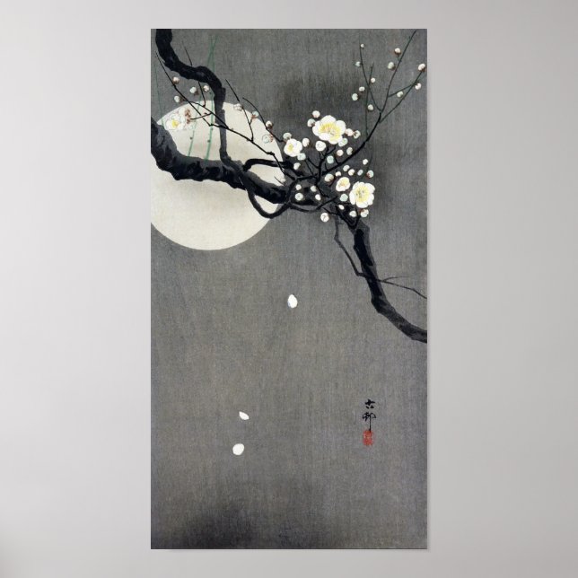 Poster Flor de Lua Cheia e Branca, Ohara Koson (Frente)
