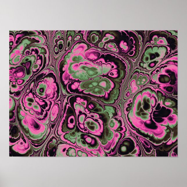 Poster Flor de Mármore Rosa e Salvia (Frente)