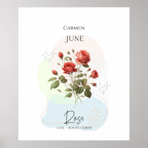 Poster Flor de Nascimento de Junho Rosa