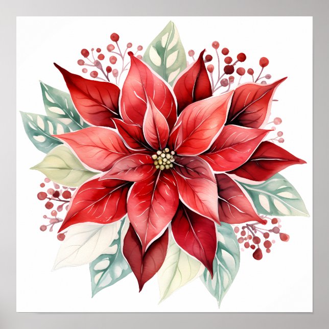 Poster Flor de Natal Belo e Vermelho (Frente)