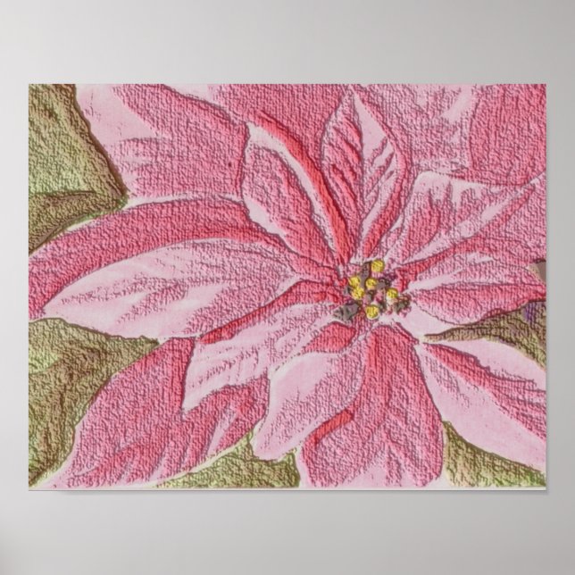 Poster Flor de Natal Pintada de Poinsettia (Frente)