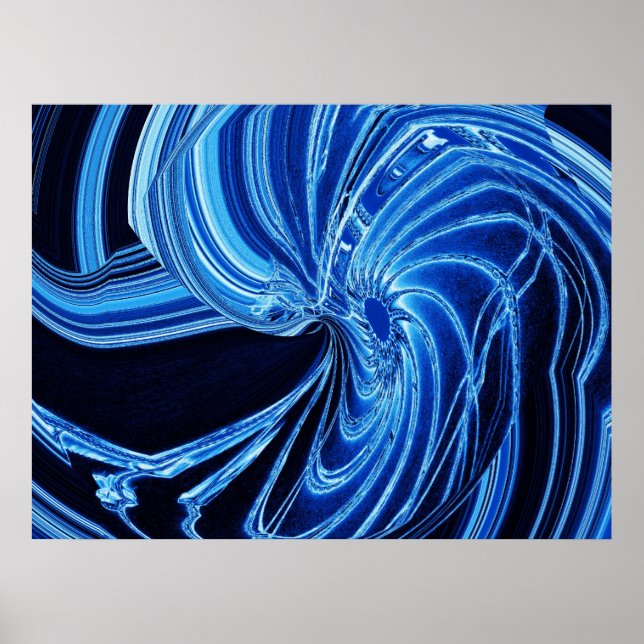 Poster "Flor" de Neon Azul abstrato (Frente)
