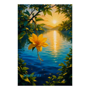 Póster Flor de Ouro ao Pôr do Sol – Arte da Natureza Impr