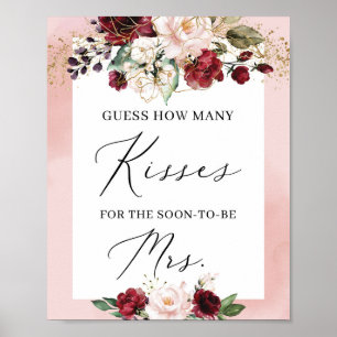 Poster Flor de ouro borrado cor-de-rosa quantos beijos si