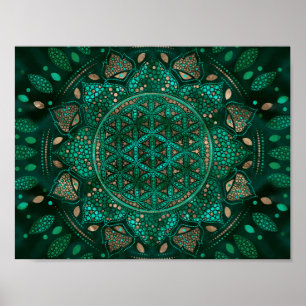 Poster Flor de ouro malaquita de Arte Ponto de Vida
