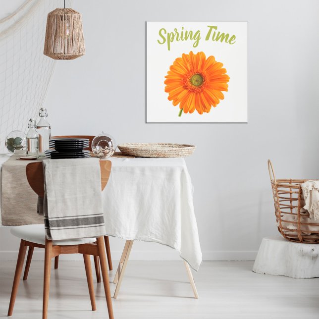 Poster Flor de primavera Orange Gerbera na foto branca (Criador carregado)