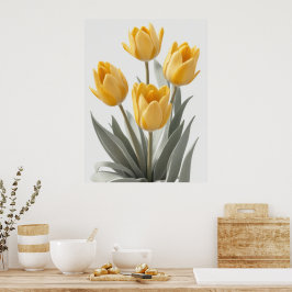 Poster Flor de Tulipas Amarelo