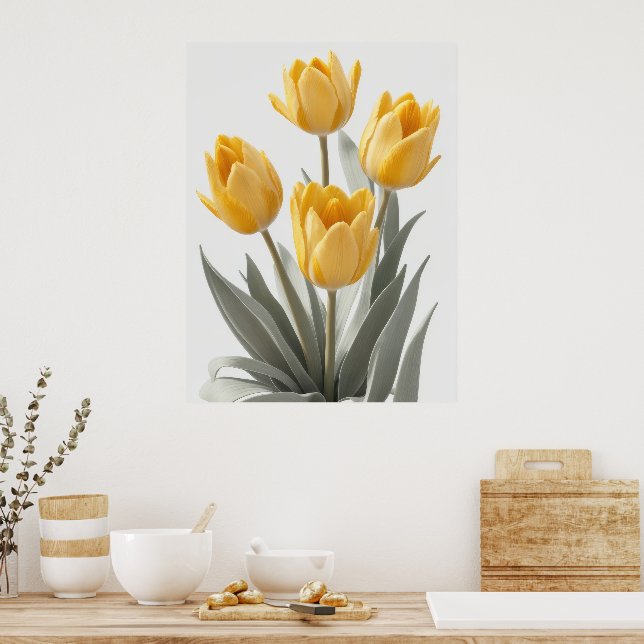 Poster Flor de Tulipas Amarelo (Cozinha)