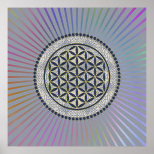 Póster Flor de Vida / Blume des Lebens - Botão IX
