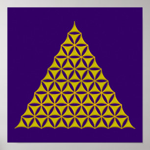 Póster Flor de Vida / Blume des Lebens - ouro pirâmico