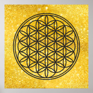 Poster FLOR DE VIDA - Símbolo de Geometria Sagrada contor
