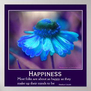 Poster Flor de Zínia da Felicidade Citação Inspiradora