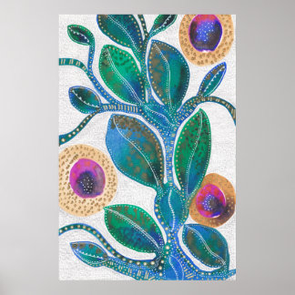 Poster Flor do deserto, cor d'água, mídia mista, arte ori