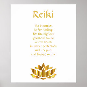 Póster Flor Dourado de Reiki Lotus