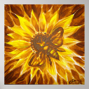 Póster Flor e abelha amarelas