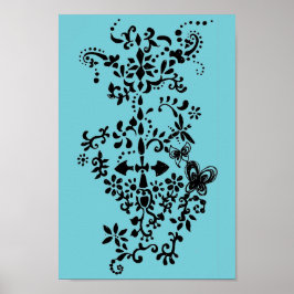 Poster Flor e Borboleta Dandy Doodle