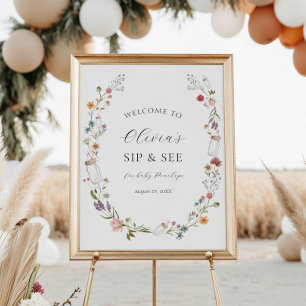 Poster Flor e Garrafas Bebê Sip e veja as boas vindas