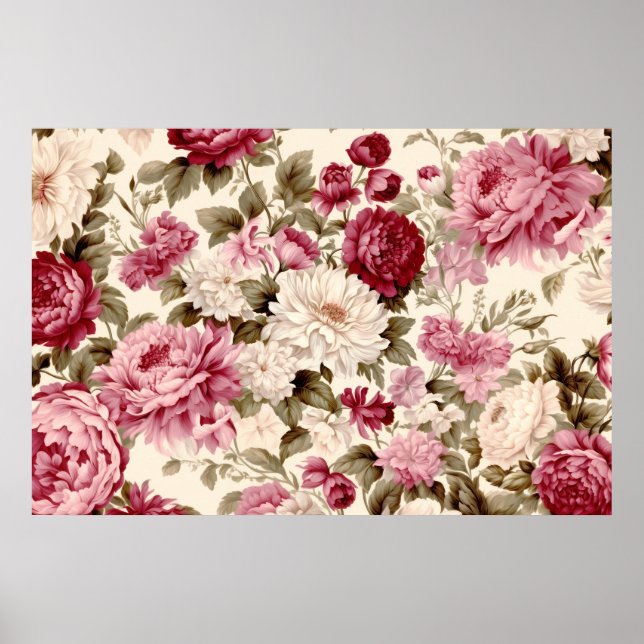 Poster Flor e padrão vegetal (Frente)