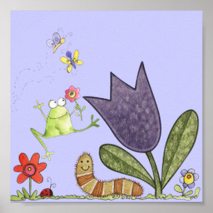 Póster flor e sapo