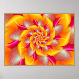 Poster Flor Espiral Rosa e Amarelo