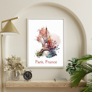 Poster Flor Floral Watercolor Paris França