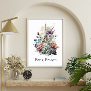 Poster Flor Floral Watercolor Paris França