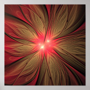 Poster Flor fractal de fanfarrão vermelho