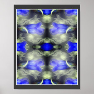 Poster Flor Gentil Azul Multiplicado Natureza Abstrato