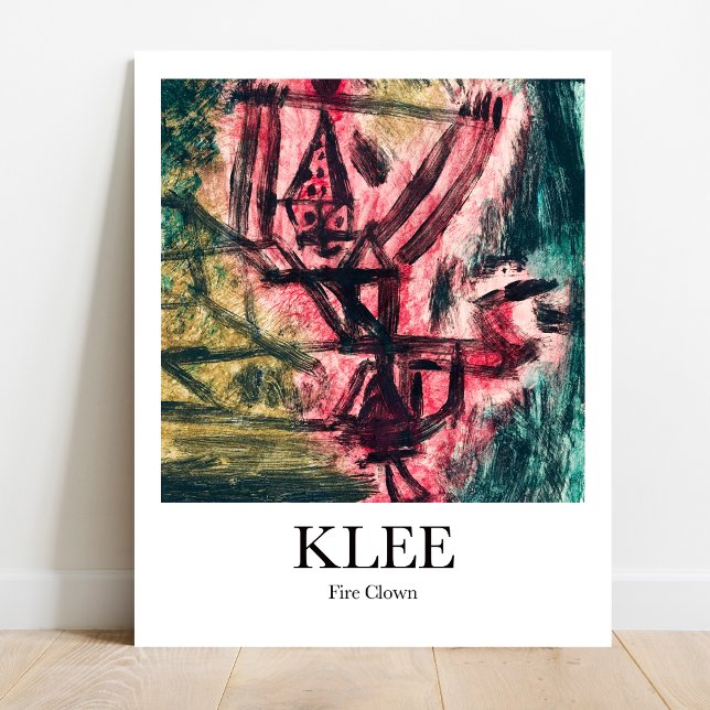 Poster Flor I (Palhaço de Fogo) de Paul Klee (Klee's playful Fire Clown. Own this iconic art for your home!  High-quality prints available.)