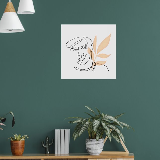 Poster Flor Interna – Retrato de Arte Botânica em Linhas (Sala de Estar 1)