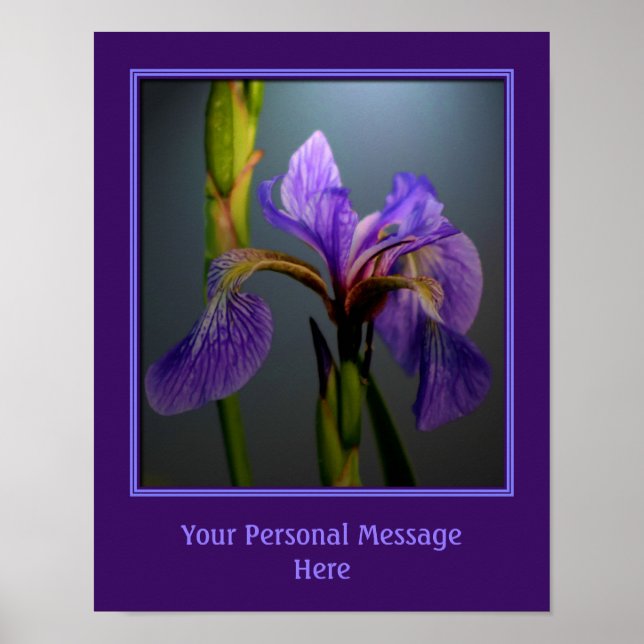Poster Flor Iris de Sinalizador Azul Personalizado (Frente)