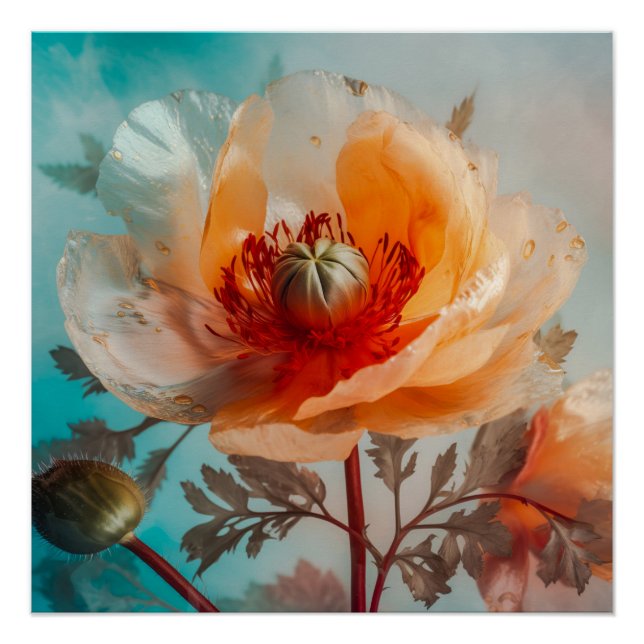 Póster Flor Laranja Delicada (Frente)