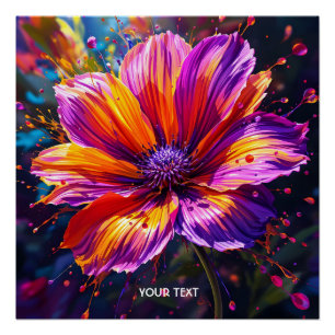 Póster Flor Laranja Roxo Fantasy